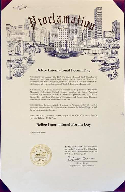 Belize Forum City of Houston Proclamation